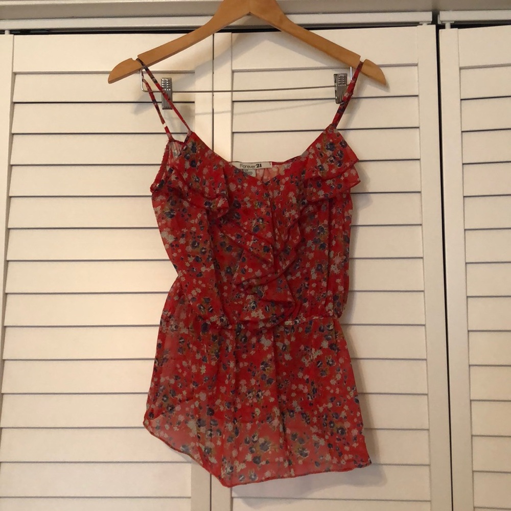 Red sleeveless top